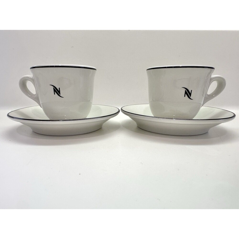 VTG Nespresso Logo Demitasse Espresso Cup with Saucer Set of 2